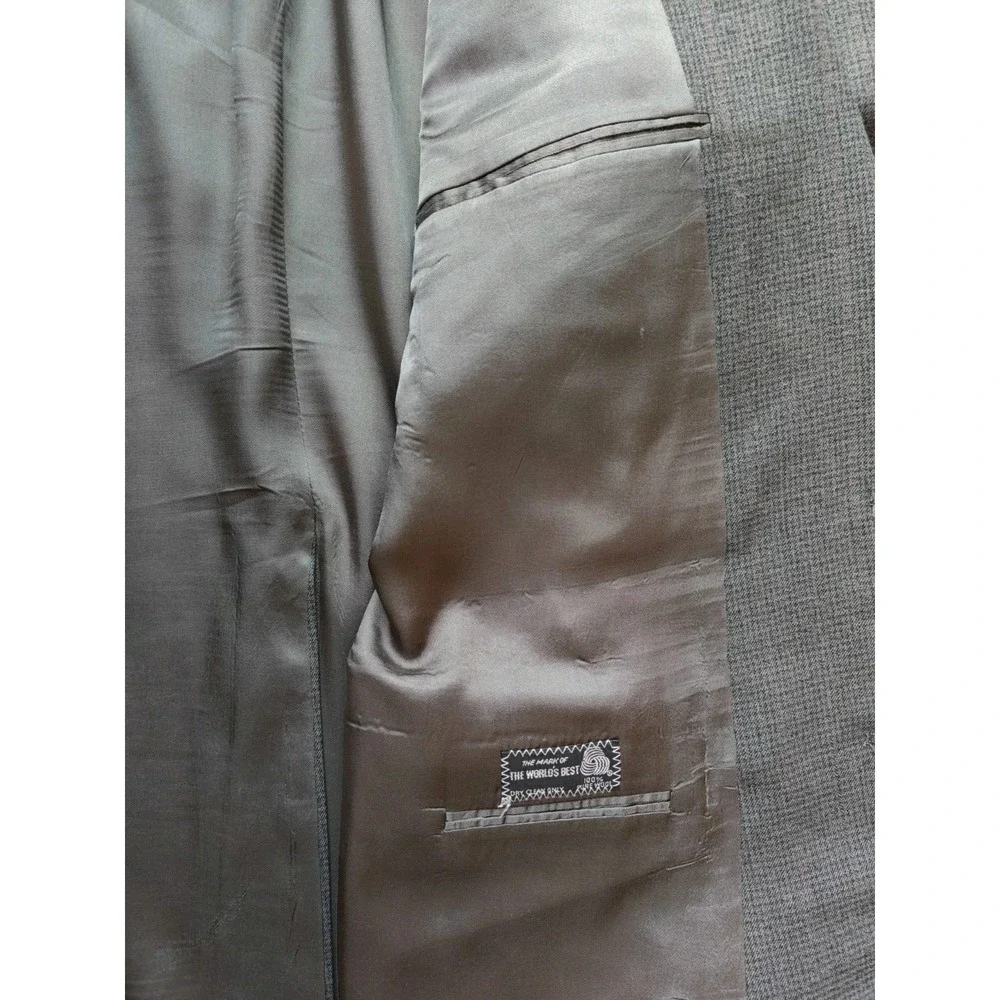 Bassano Mens Wool Sports Coat 45L Olive Gray Red Striped 2 Button Blazer Italy